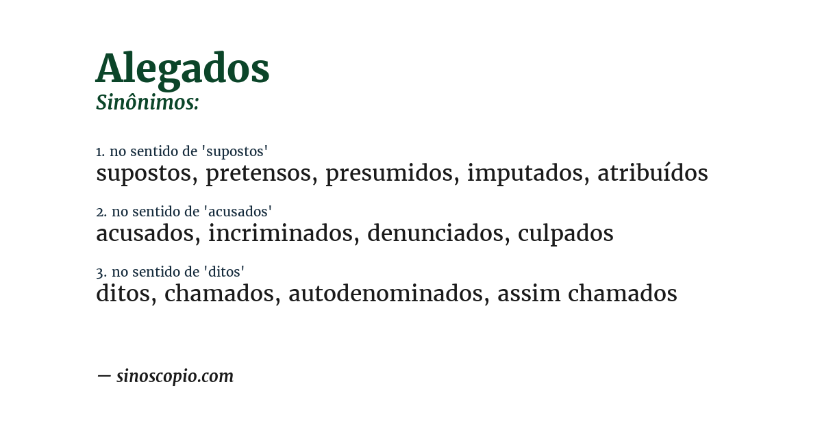 Sinônimo de alegados