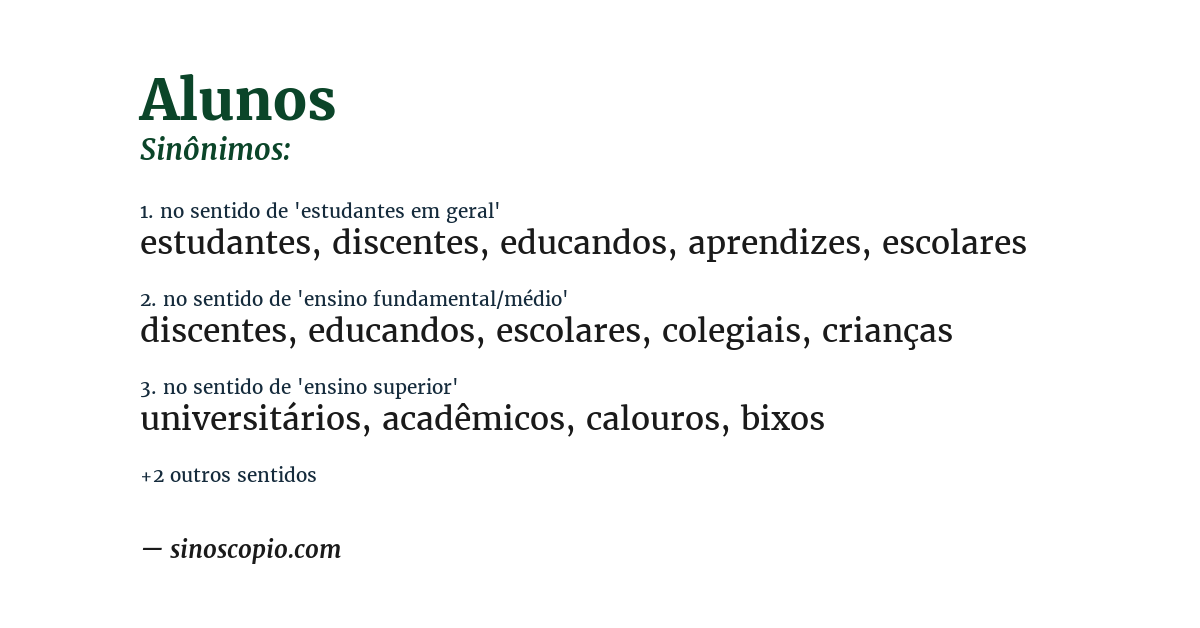 Sinônimo de alunos