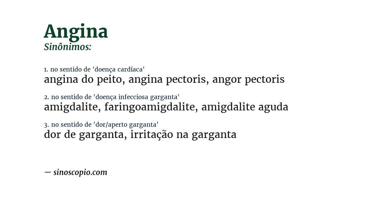 Sinônimo de angina