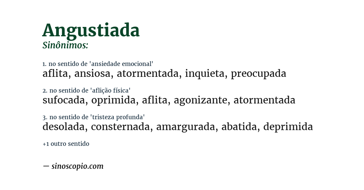 Sinônimo de angustiada