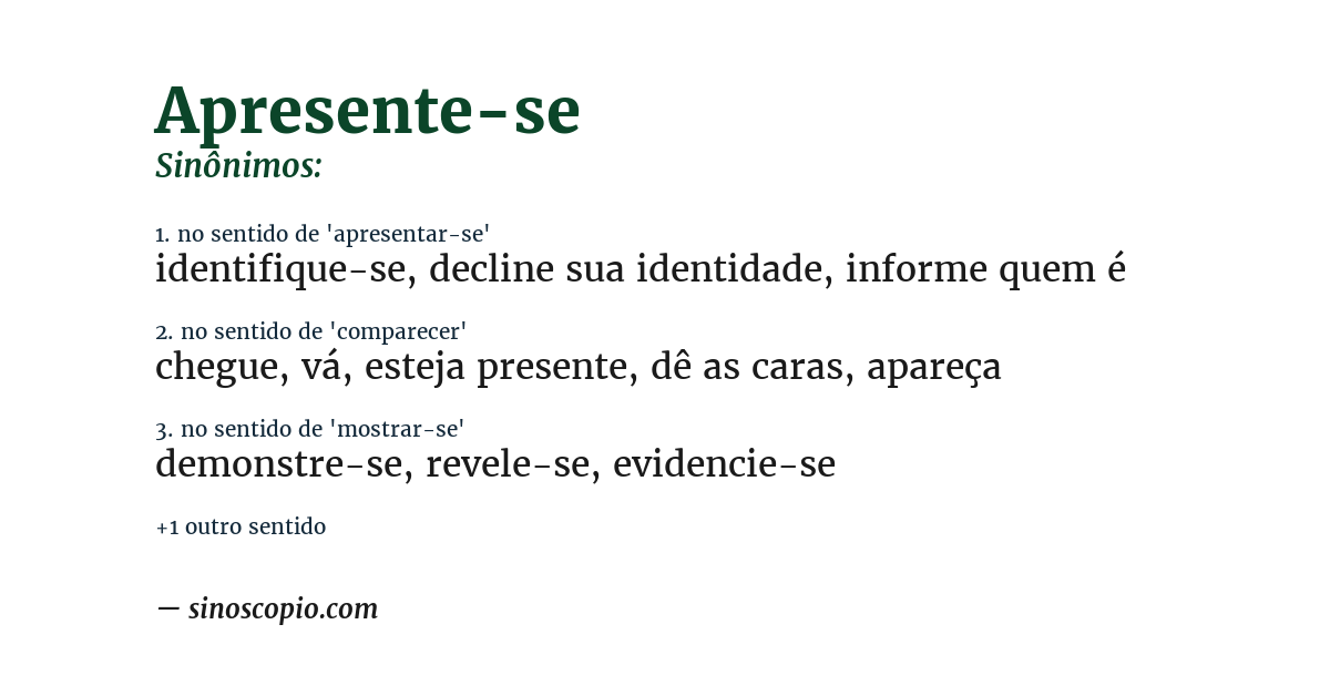Sinônimo de apresente-se