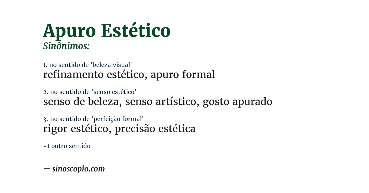 Sinônimo de apuro estético