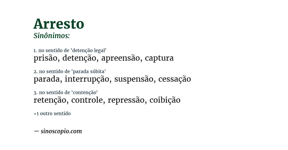 Sinônimo de arresto