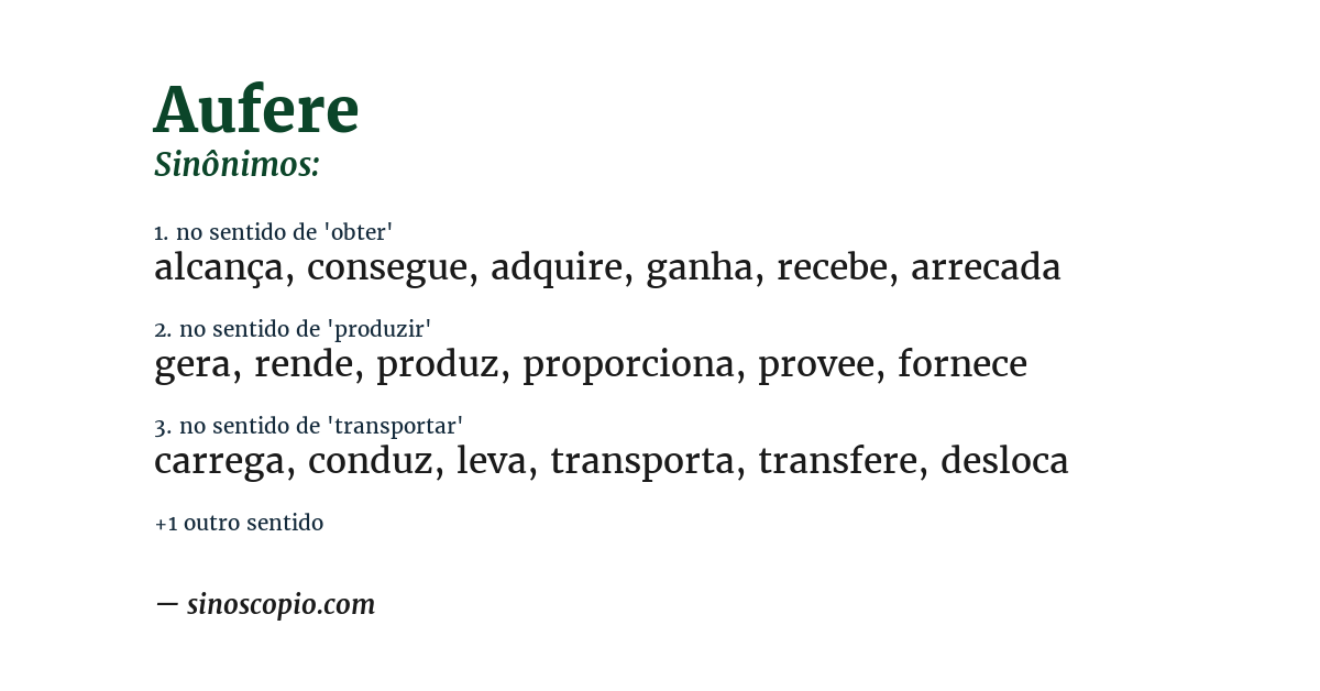 Sinônimo de aufere