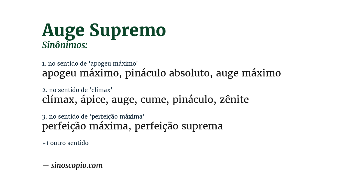 Sinônimo de auge supremo