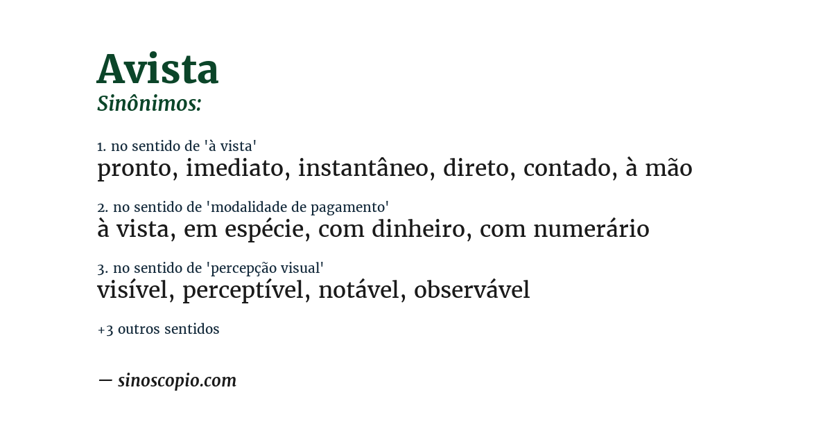 Sinônimo de avista