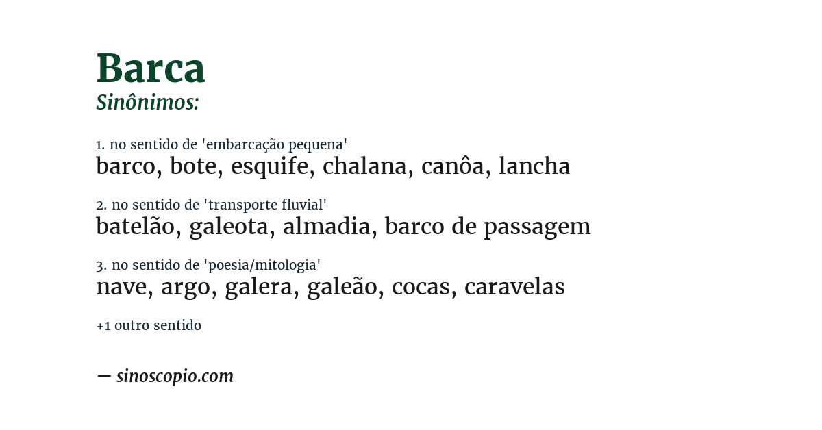 Sinônimo de barca