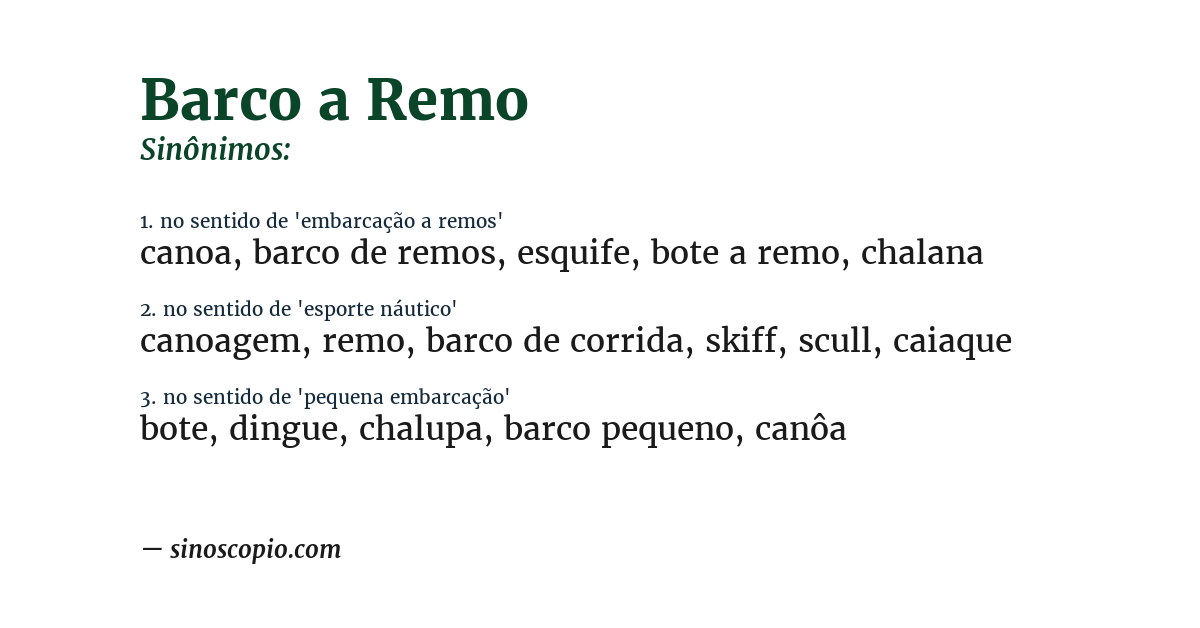 Sinônimo de barco a remo