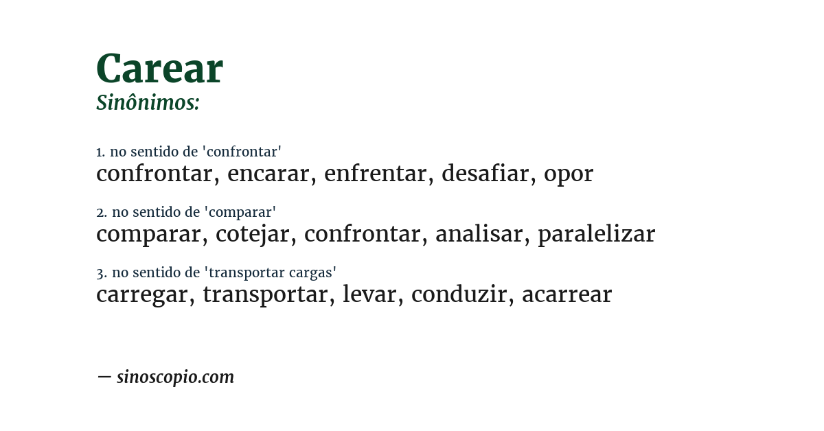 Sinônimo de carear