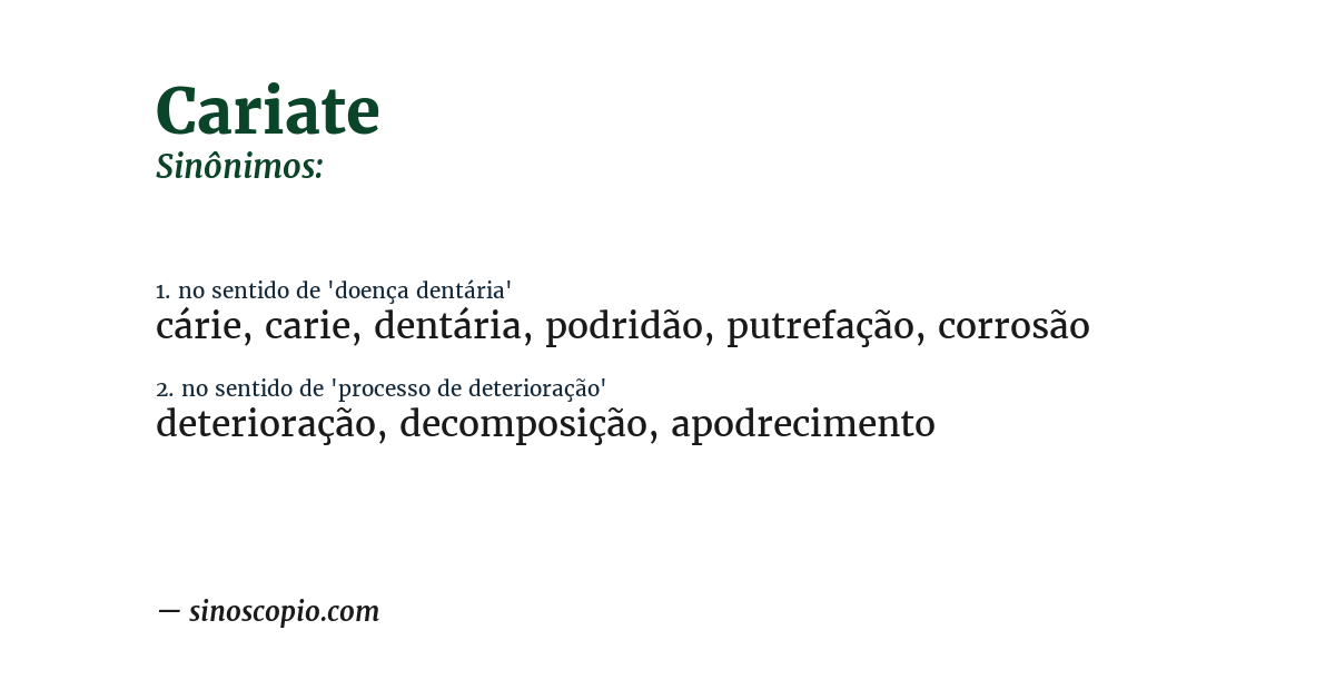 Sinônimo de cariate