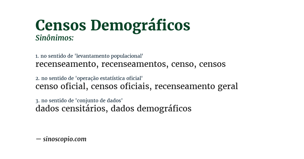 Sinônimo de censos demográficos