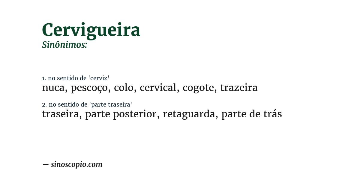 Sinônimo de cervigueira