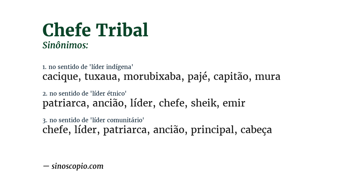 Sinônimo de chefe tribal