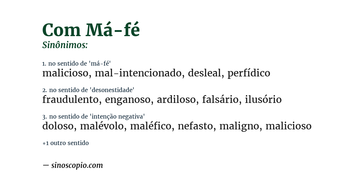 Sinônimo de com má-fé