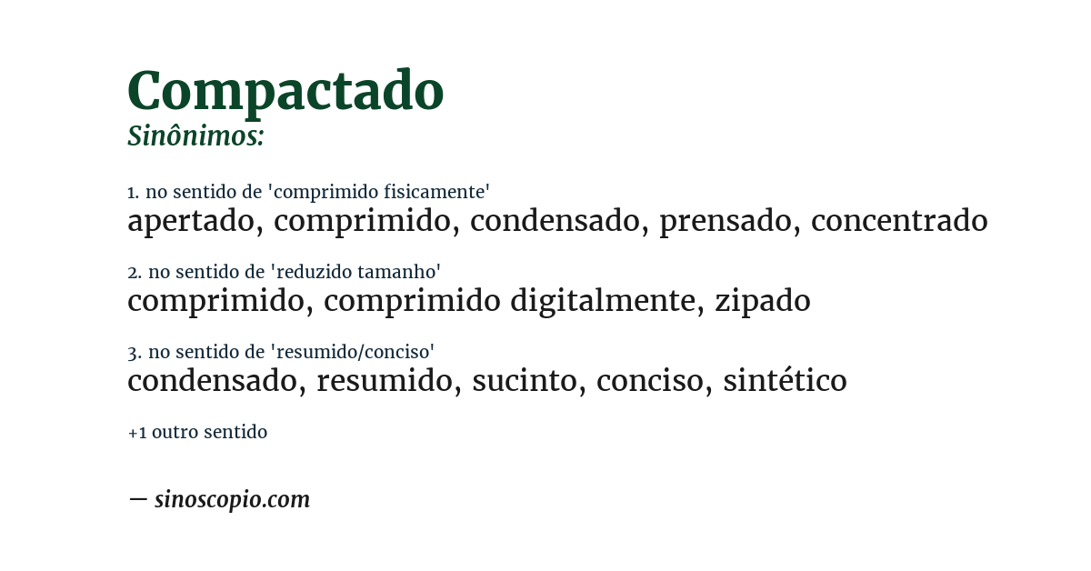Sinônimo de compactado