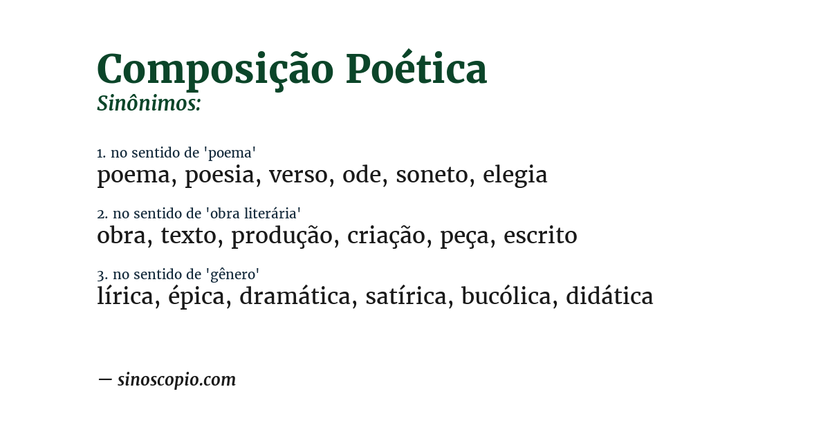 Sinônimo de composição poética