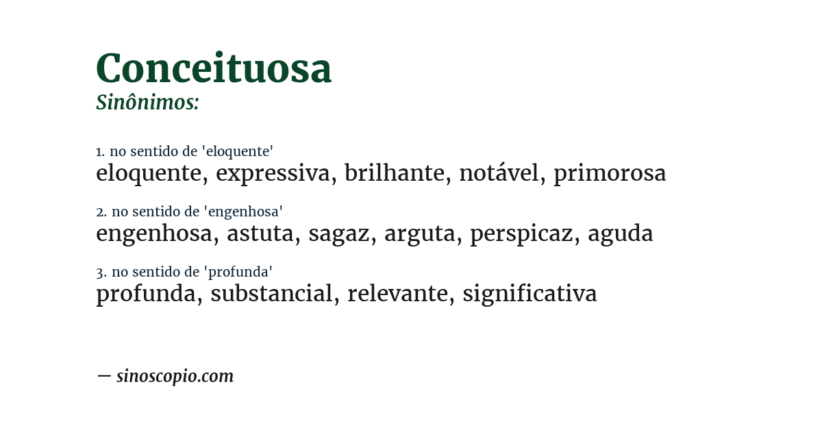 Sinônimo de conceituosa