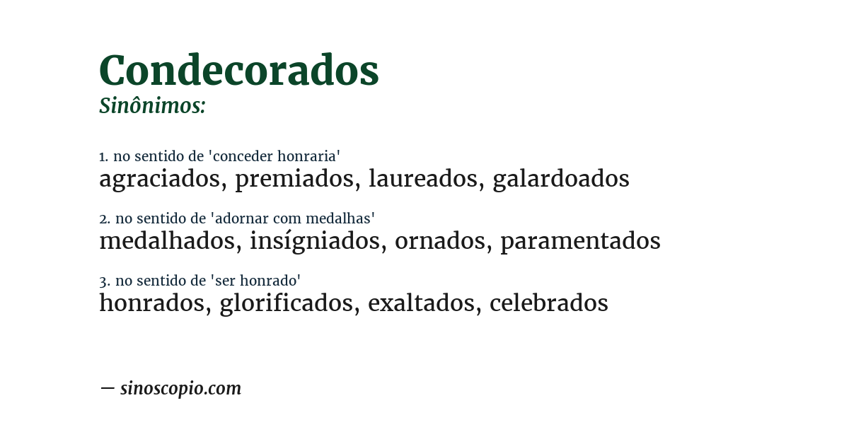 Sinônimo de condecorados