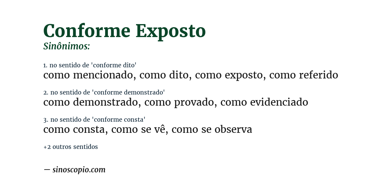 Sinônimo de conforme exposto