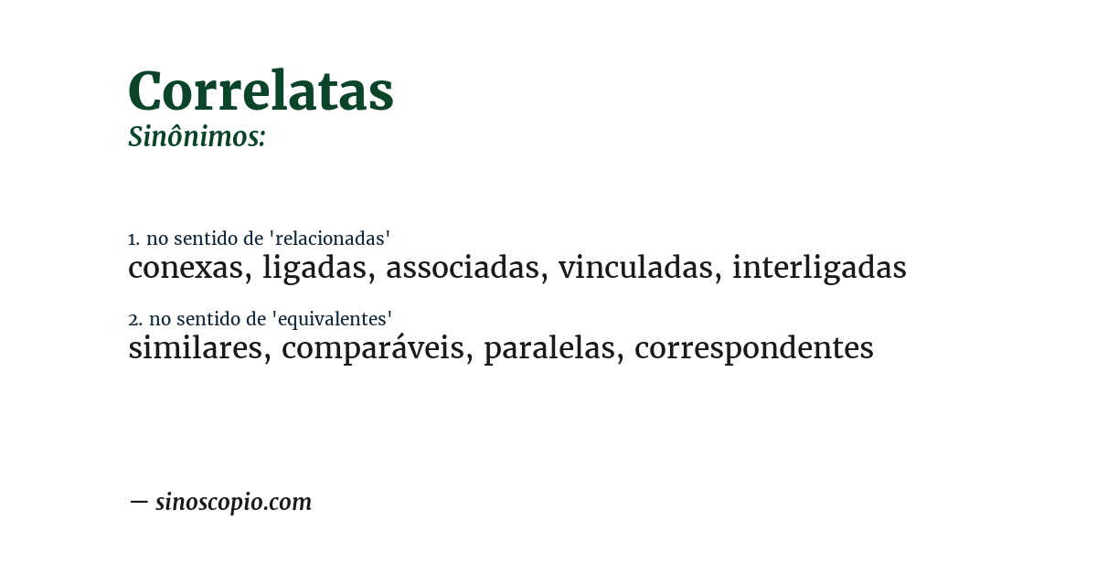 Sinônimo de correlatas