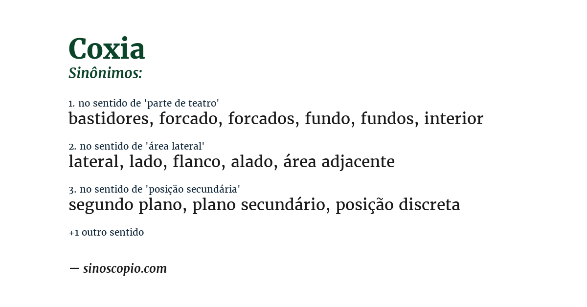 Sinônimo de coxia