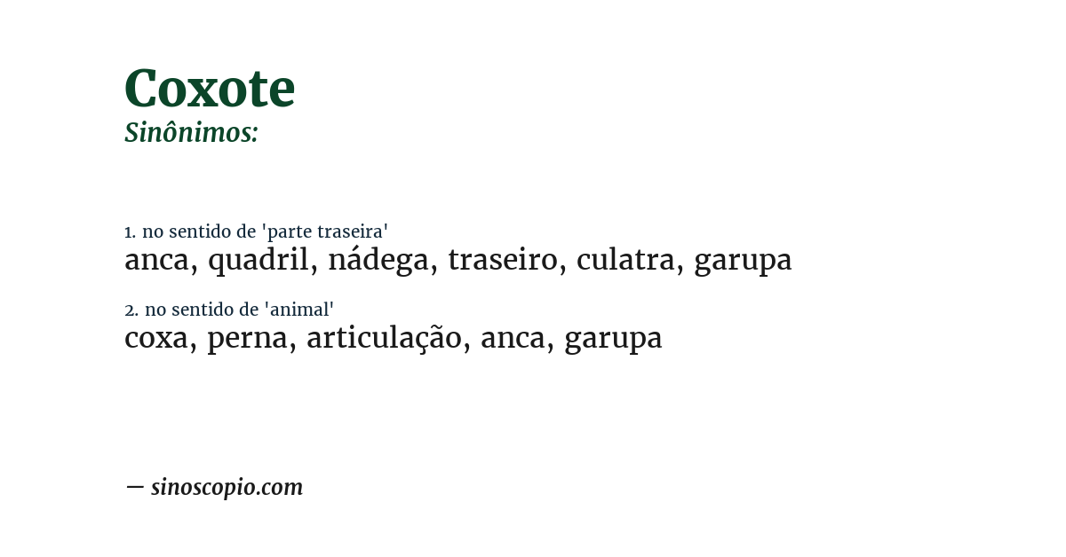 Sinônimo de coxote