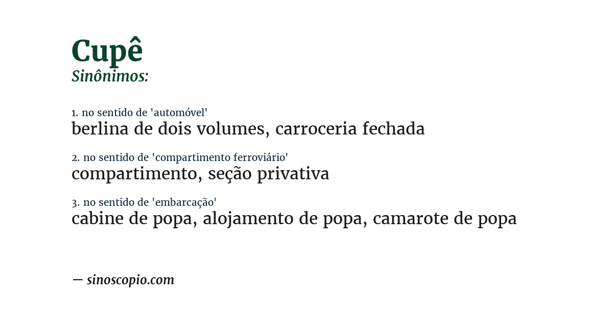 Sinônimo de cupê