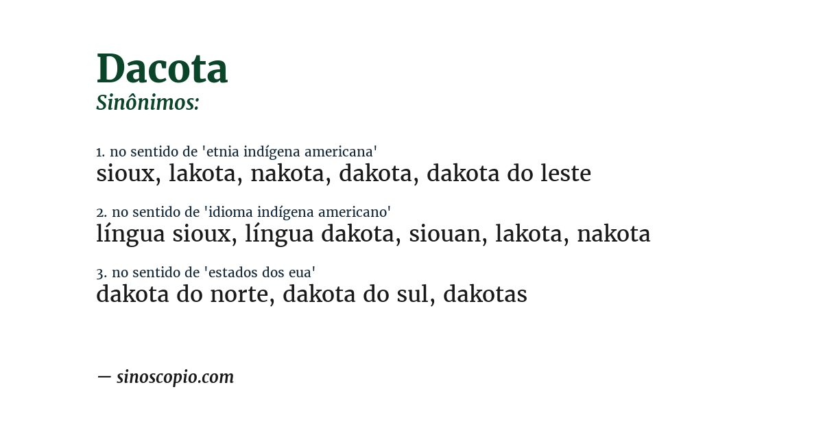 Sinônimo de dacota