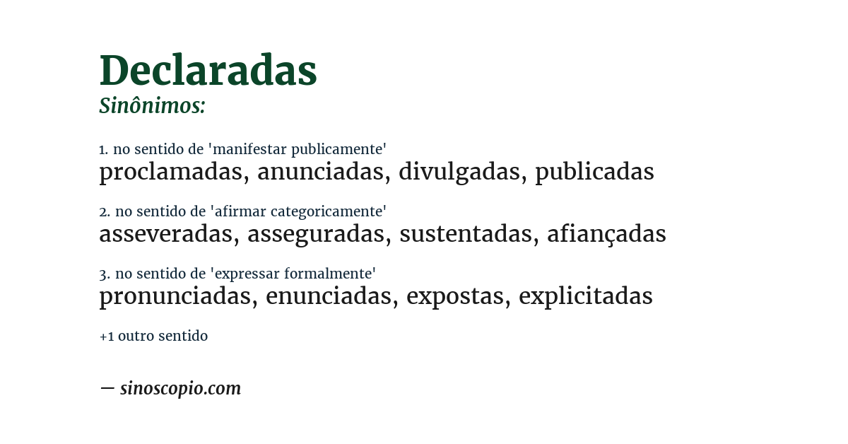 Sinônimo de declaradas