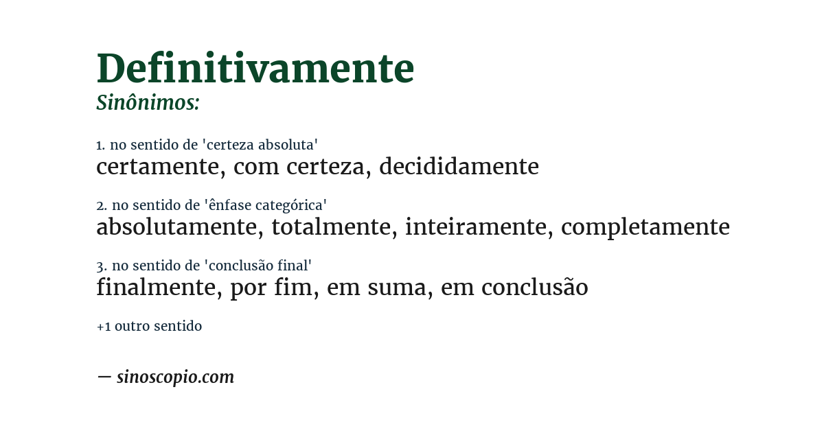 Sinônimo de definitivamente