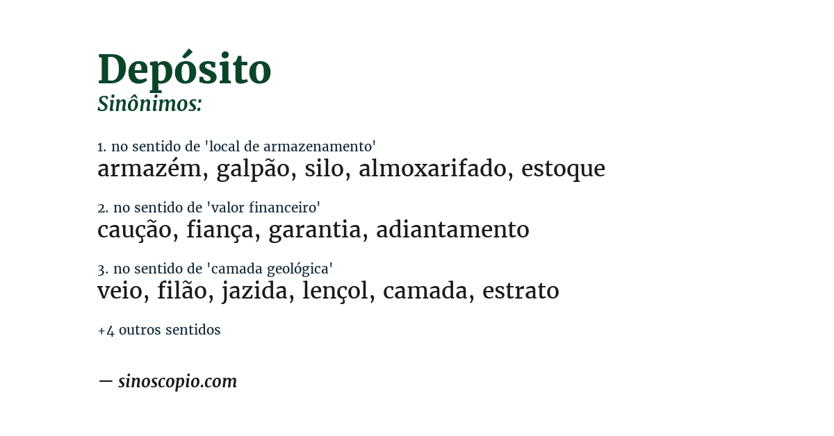 Sinônimo de depósito