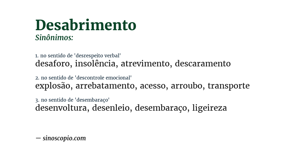 Sinônimo de desabrimento