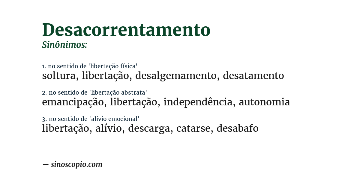 Sinônimo de desacorrentamento