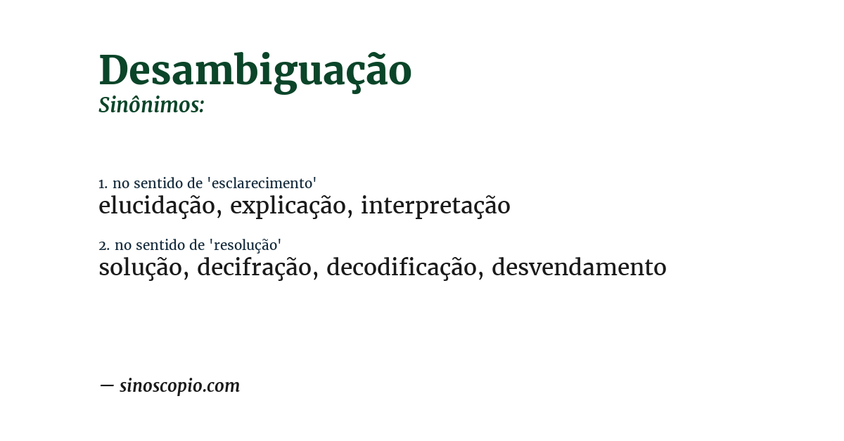 Sinônimo de desambiguação