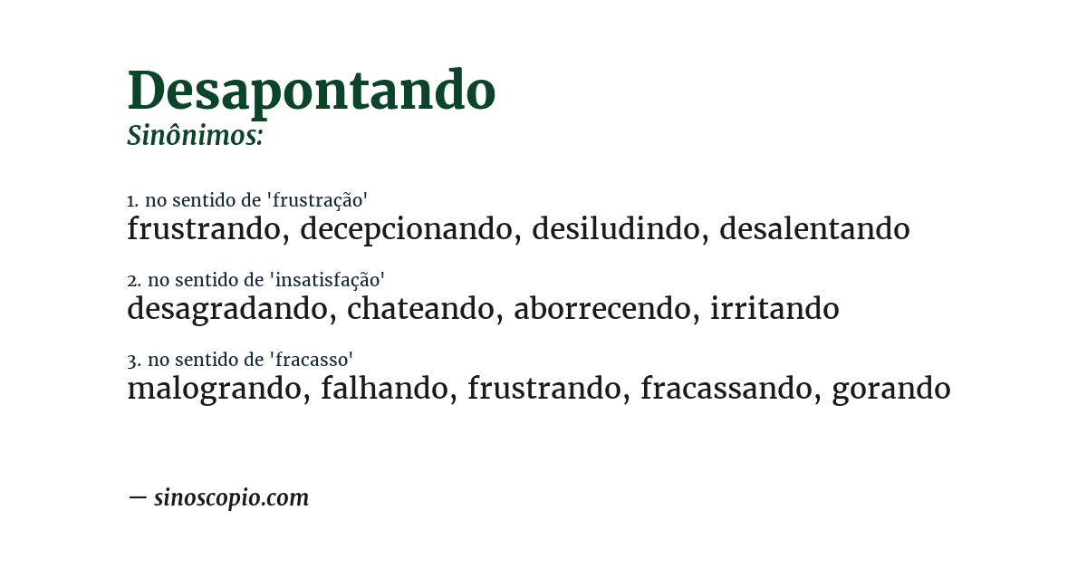 Sinônimo de desapontando