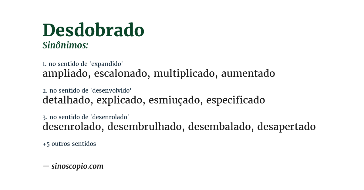 Sinônimo de desdobrado
