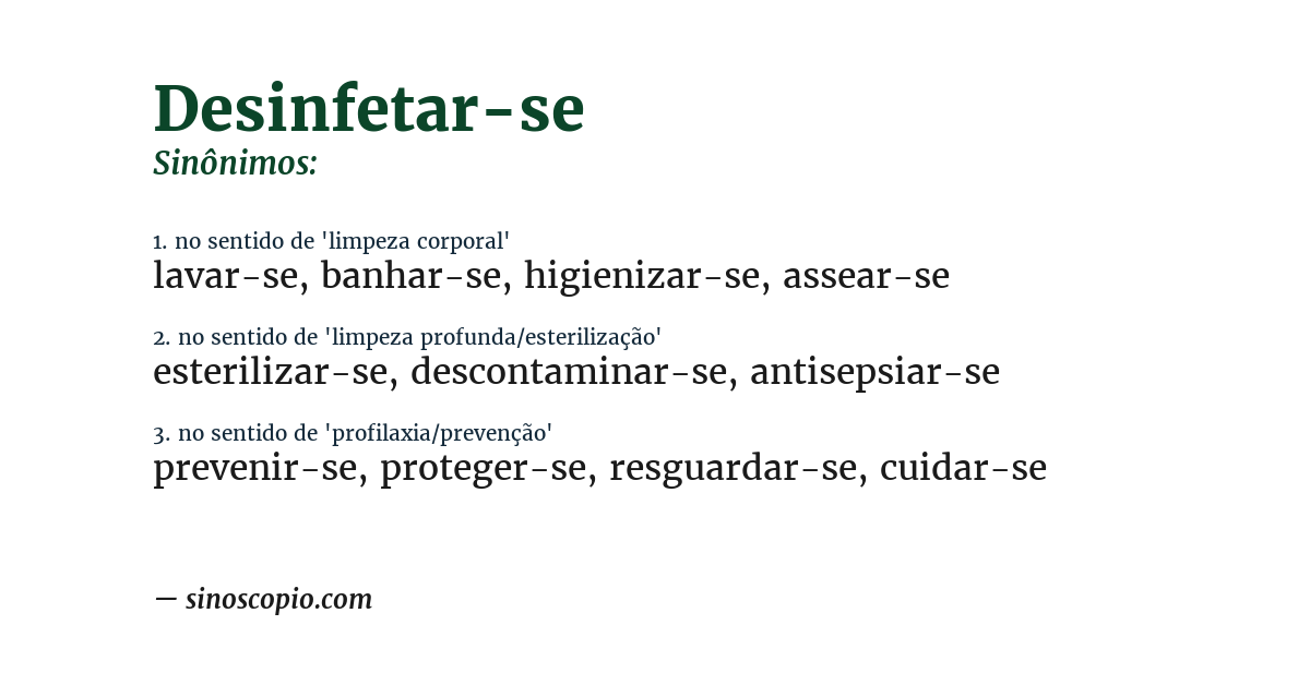 Sinônimo de desinfetar-se
