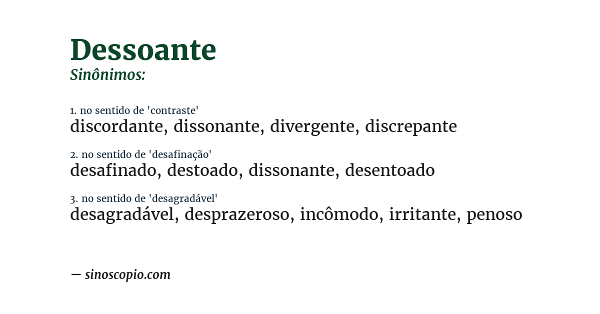 Sinônimo de dessoante