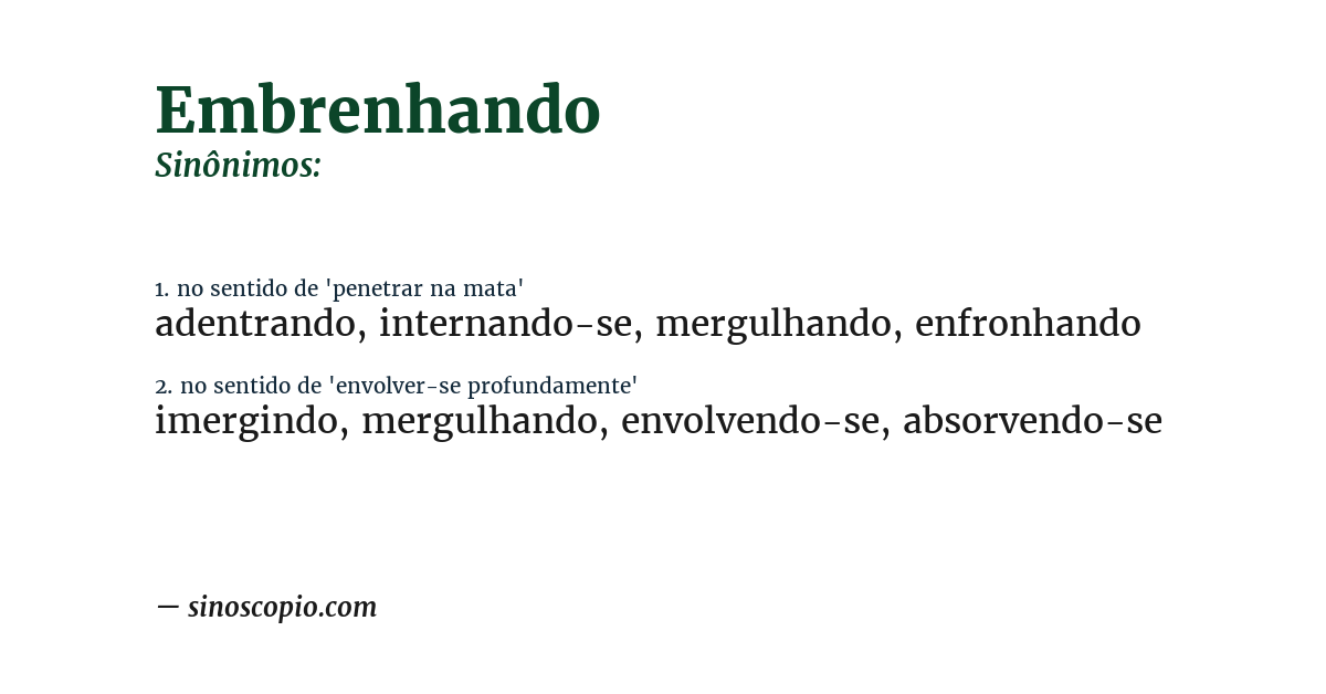 Sinônimo de embrenhando