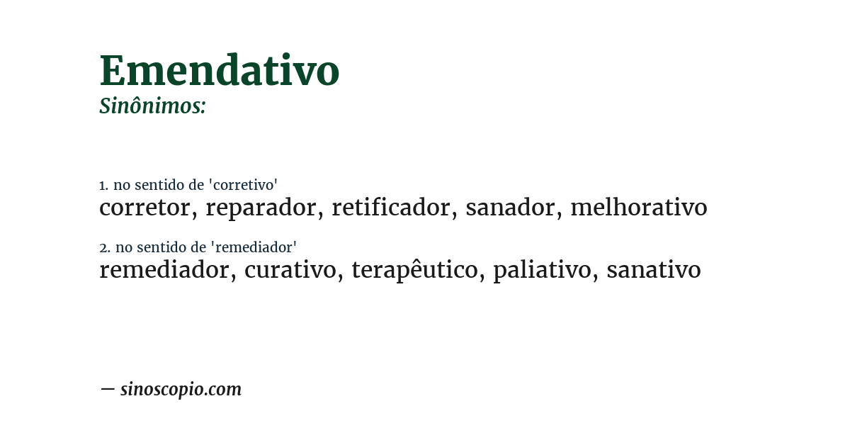 Sinônimo de emendativo