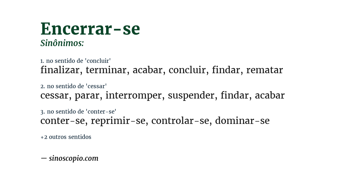 Sinônimo de encerrar-se