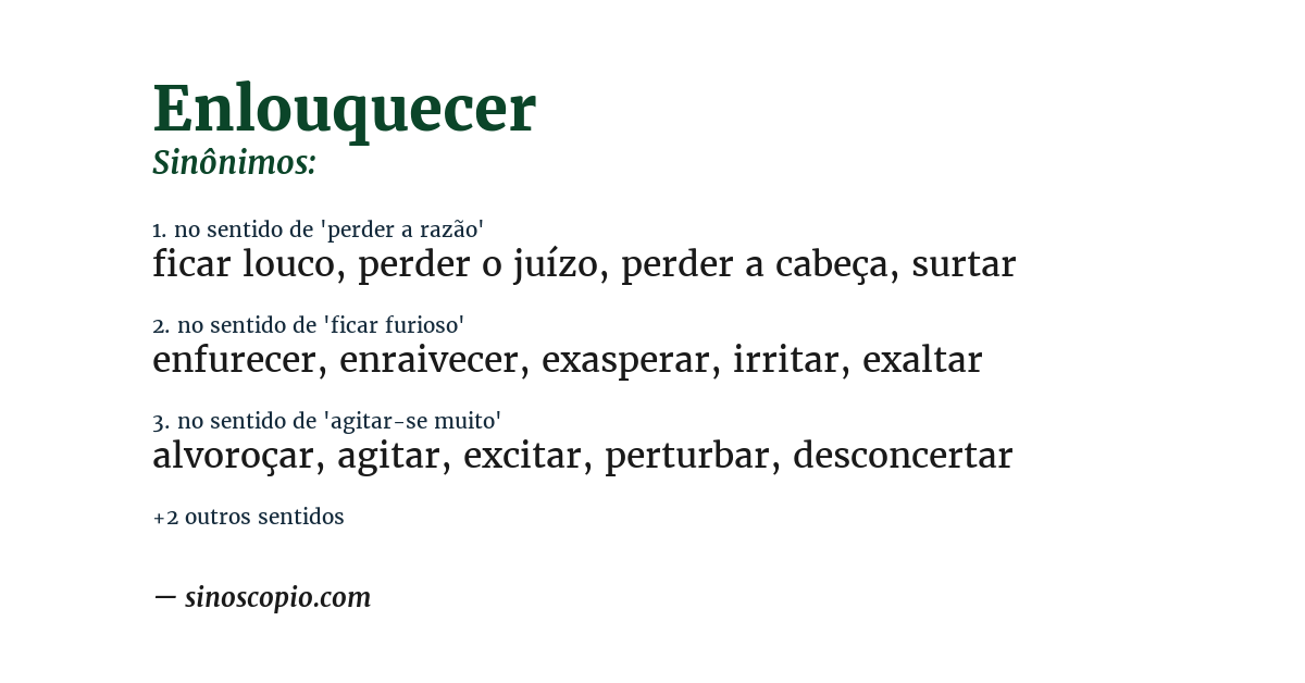 Sinônimo de enlouquecer
