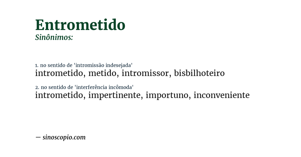 Sinônimo de entrometido
