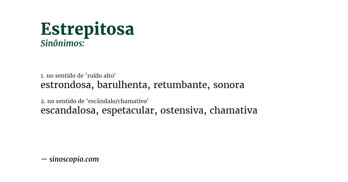 Sinônimo de estrepitosa