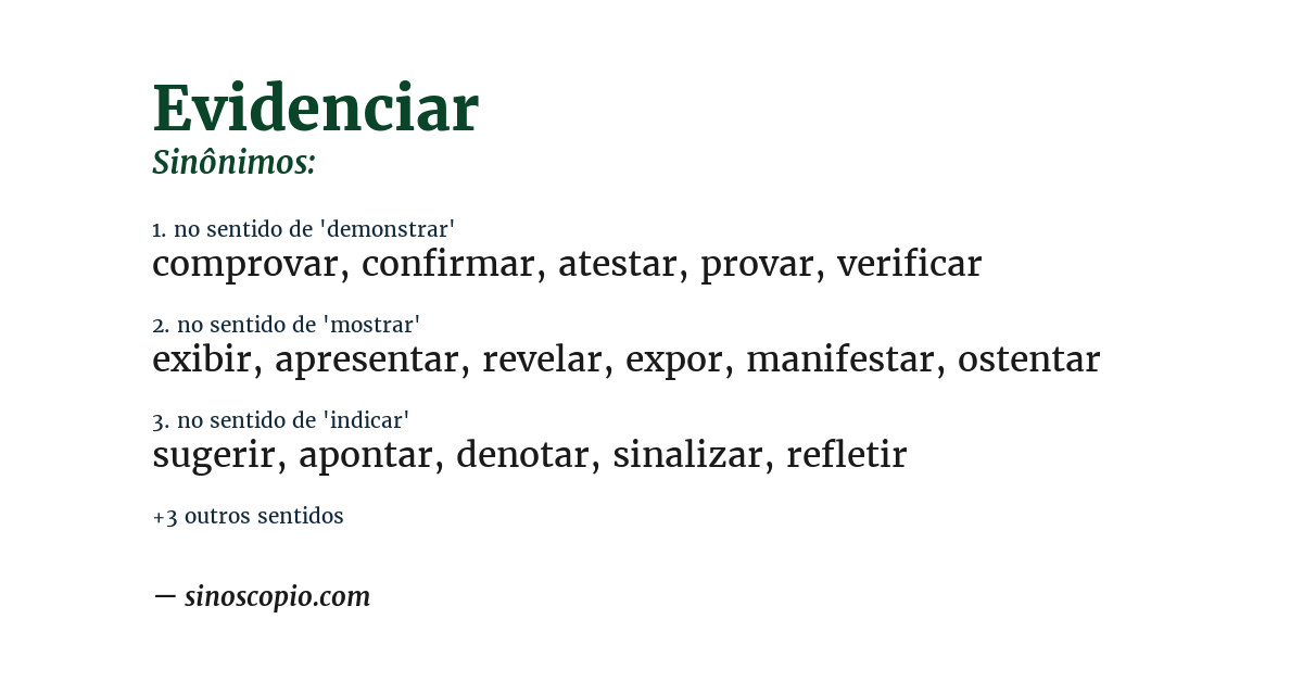 Sinônimo de evidenciar
