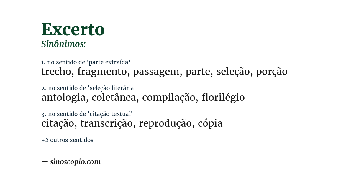 Sinônimo de excerto