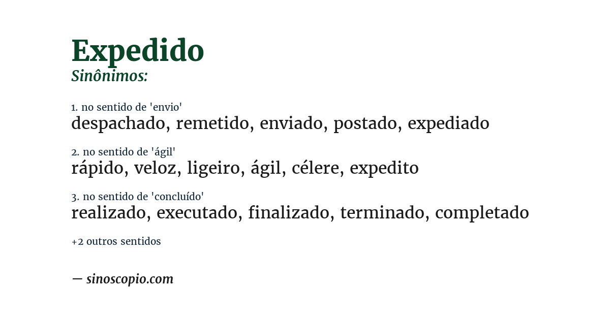 Sinônimo de expedido