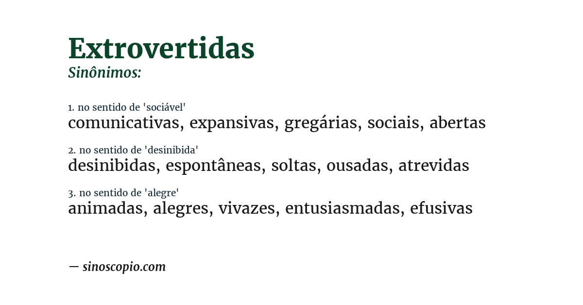 Sinônimo de extrovertidas