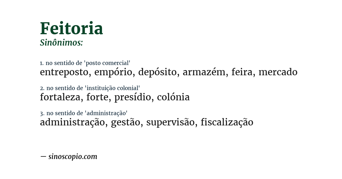 Sinônimo de feitoria