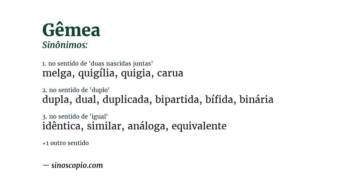 Sinônimo de gêmea